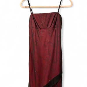 City Triangles Strapless Burgundy Dress